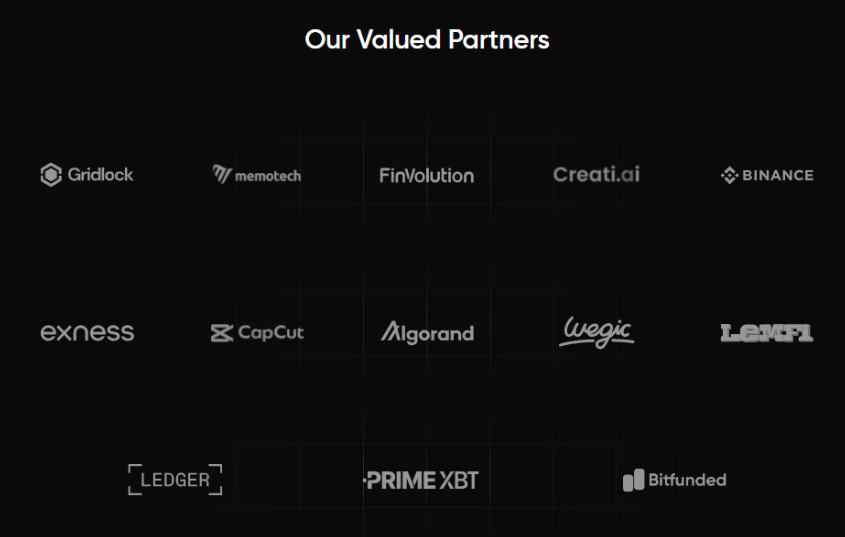 Brand partners of Inspired Analyst including Binance, Exness, Ledger, PrimeXBT, CapCut, Algorand, Gridlock, and LemFi, with campaign videos edited by Hammad J.