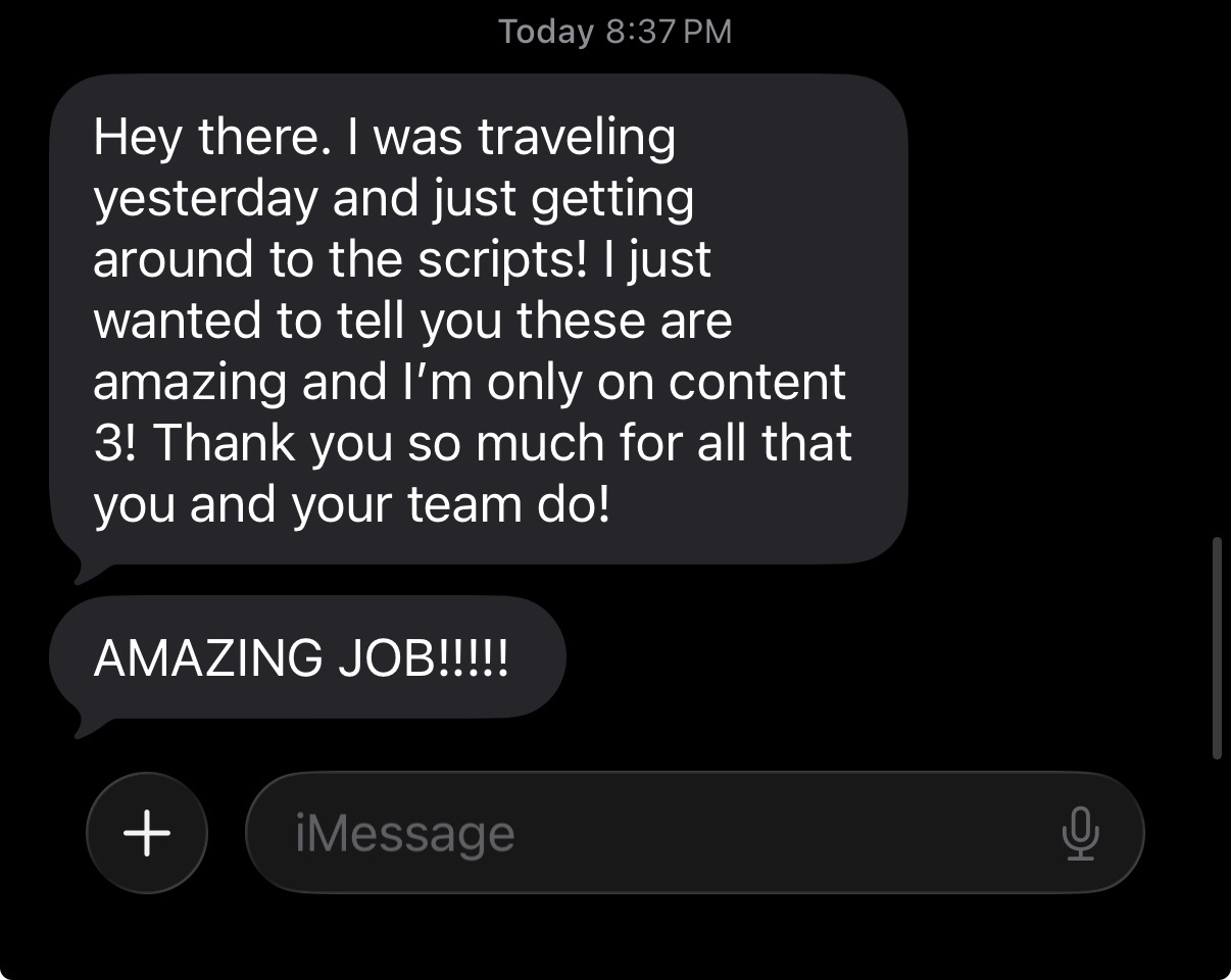 Message from Crystal: these scripts are amazing, amazing job