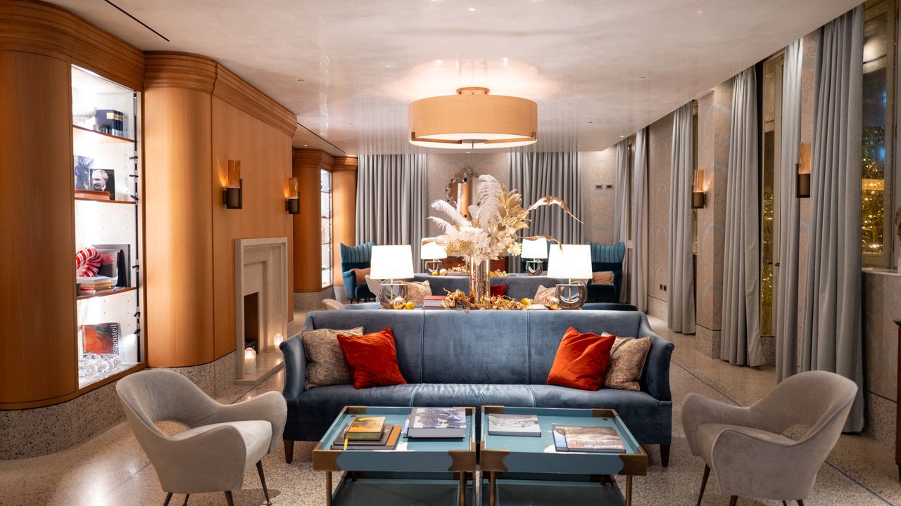 Luxury living room styled for a cinematic real estate video edit